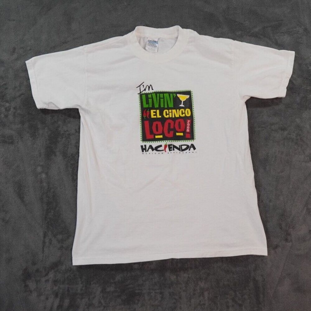 VTG Hacienda‎ Mexican Restaraunt Shirt Adult Medium White Cinco De Mayo Y2K 2000